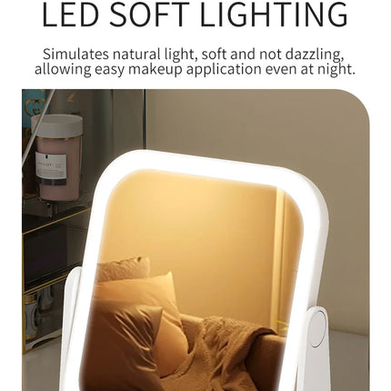LED Makeup Mirror, Portable Flip Lighted Vanity Mirror with Touch Dimming, 3X Magnifier and Rechargeable Design for Desk