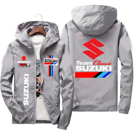 Men's New Suzuki Racing Team Hooded Zipper Jacket Spring Autumn Waterproof Windbreaker Casual Fashion Outdoor Sportswear