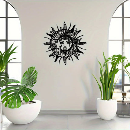 Sun and Moon Geometric Metal Wall Art, Modern Mystical Symbol, Romantic Valentine'S Day or Birthday Gift, Rustic Hanging Decor
