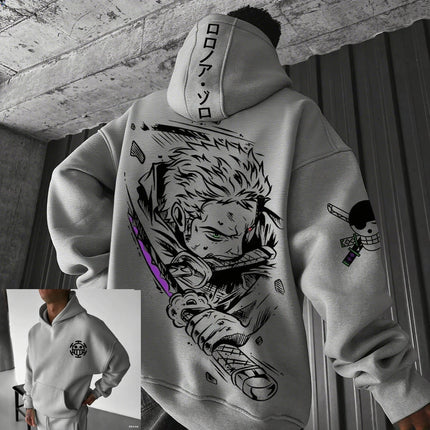One Piece Zoro Anime Men Hooded Sweatshirt Spring Autumn Cotton Streetwear Casual Hoodie Graphic Print Cosplay Long Sleeve Tops