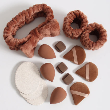 15 件套 Cosmetic Puff Makeup Sponge Blender Beauty Egg Foundation Sponges Puff Wash Face Headband Wristband Make up Accessories