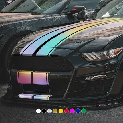 Car Stickers 6pcs Kit, Full Body Vinyl Decals, Racing Stripe Design for Roof Hood Door Exterior Car Modification (Multicolor)