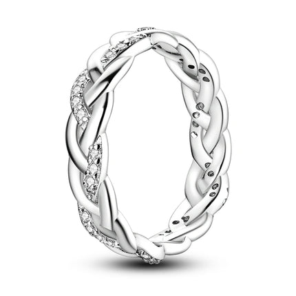 Shine Zircon Ring 925 Silver Original Stone Multi Layer Simple Infinitely Wide Rings For Women FineJewelry Wedding Party Gift