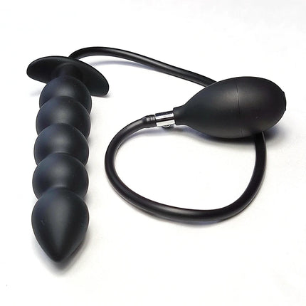 Expansion Diameter 14cm Inflatable Dildo Anal Plug with 5 Beads Built-in Silicone Column Huge Butt Plug Ass Dilator Anal Sex Toy