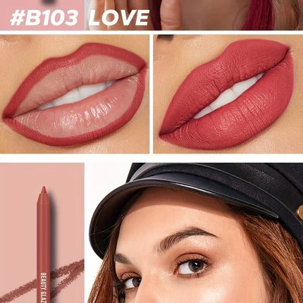 BEAUTY GLAZED 10 Color Nude Lip Liner Natural Long-Lasting Waterproof Matte Effect  Easy-To-Color and Non-Smudge Lip Liner