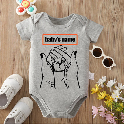 Custom Text (Baby's Name) Cute Print Cotton Onesie 0-12 Months Triangle Romper Design DIY Personalized Newborn Clothes Jumpsuit