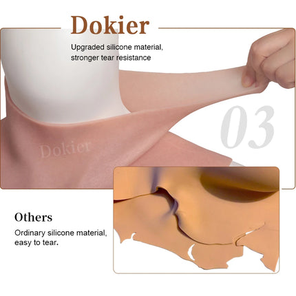 Dokier H R S Cup Oversize plus Realistic Silicone Breast Forms Fake Boobs Breast Plates[Round neck silicone filled boobs
