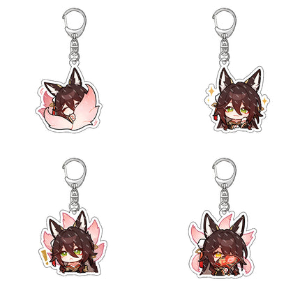 Honkai: Star Rail Anime Figure Acrylic Keychain Dan Heng Feixiao Firefly Model Plate 4pc/set Keyring Game Fans Gift