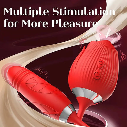 Powerful Sucker Vibrator Female Telescopic Nipple Clitoris Stimulation Dildo Thrusting Licking Vagin Massager Adult Sex Toys