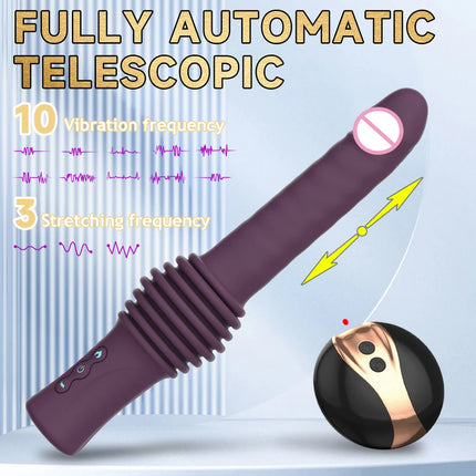 Telescopic Dildo Vibrator G-Spot Clitoris Stimulator Massager Orgasm Thrusting Retractable Vaginal Sex Toy for Adult Women
