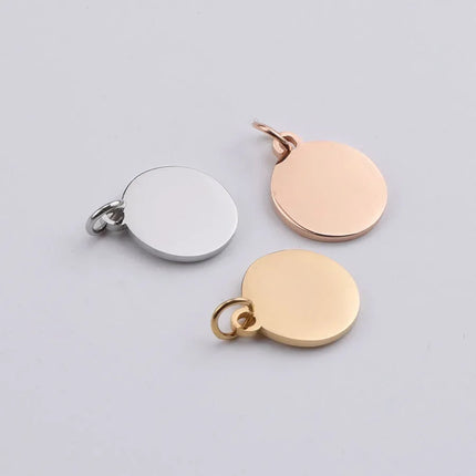 20Pcs/Lot Size 15-30mm Mirror Polish Stainless Steel Charms Round Stamping Blanks Charms For DIY Making Jewelry Necklace