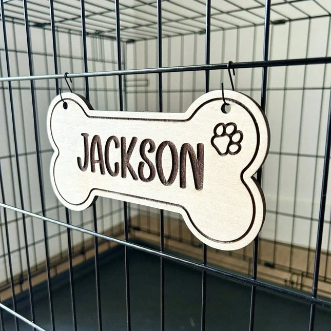 1PC # Custom Wooden Dog Tag - Personalized Bone-Shaped Laser Engraved Accessory | Cartoon Pet Daily Use Gift for Pet Lovers