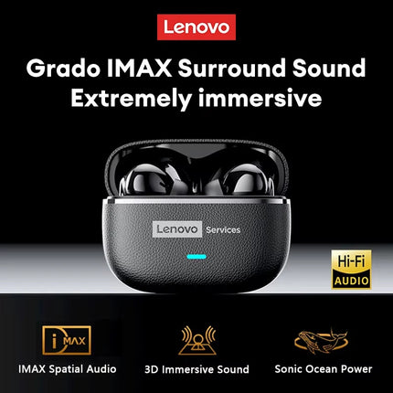 Choice Lenovo LE208 Wireless Bluetooth Leather Earphones Stereo ENC Noise Cancelling Headphone 38ms Low Latency Gaming Headset