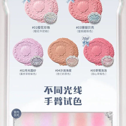 Flower Knows Shells Jewel Collection Embossed Silk Satin Blusher Expands Shrink Cheek Vintage Pearl Makeup
