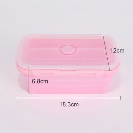 Collapsible Food Storage Containers Foldable Silicone Lunch Containers with Lids, Rectangle Collapsible Bowls Round Food Bowls