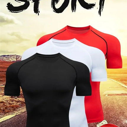 Men's Compression Shirts Summer Short Sleeves Tees T-shirt Gym Workout Fitness Running Tops Undershirts Baselayer Sportswear