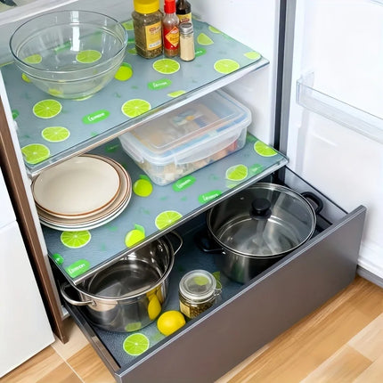 4pcs Waterproof Refrigerator Liner Set - Moisture-Proof, Non-Slip, Washable, Reusable, EVA Material, Novel Lemon Pattern