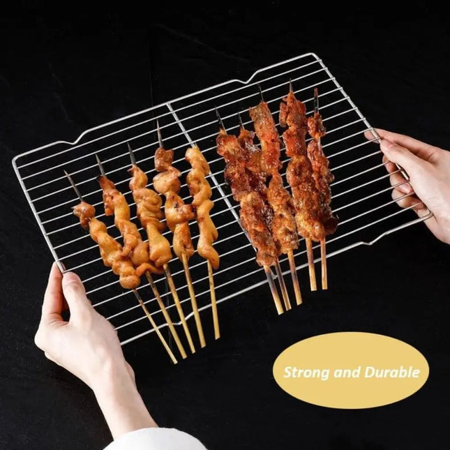 Stainless Steel Non-stick Cooling Rack BBQ Tray Baking Tray Grill Plate Barbecue Cooking Mesh Shelf