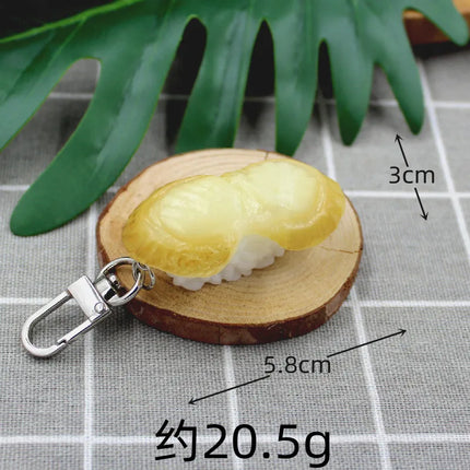 Simulated Food Pendant PVC Japanese Salmon Sushi Model Keychains Car Key Chain Phone Pendant Keyrings Creative Decoration Gift