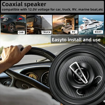 A Pair 4 Inch Full Coaxial Speaker 100W Max HD Audio 2 Way Coaxial Speaker Enhanced Car Stereo Sound High Output Distortion-Free