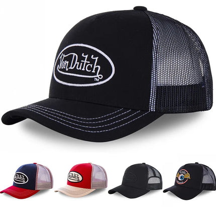 Casual fashion VON Baseball Cap Breathable shade Alphabet embroidery Sunblock Mesh Embroidered DUTCH Trucker Hat