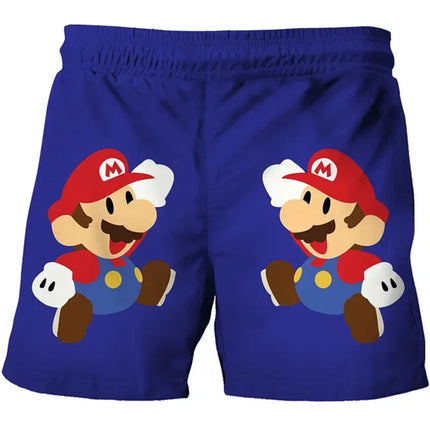 New Super  Beach Shorts Cartoon Animation Marios 3d Print Boys Casual Board Shorts Children's Marios Sports Pants Swimming Pants