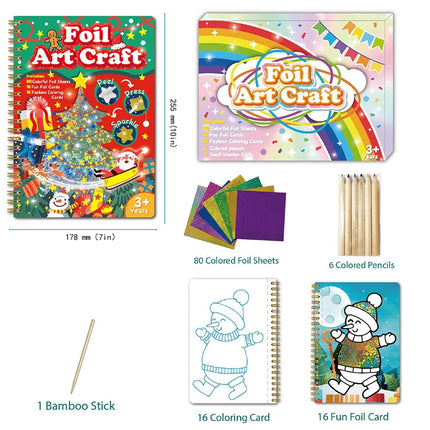 Kids Fun Foil Art Set Montessori Drawing Toy Animal Colouring Book Kindergarten DIY Crafts Creative Activity Toys Christmas Gift