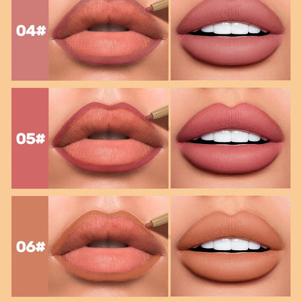 With Silicone Brush Lip Liner Pen Double-head Automatic Silky Soft Coffee Brown Smudging Full Lip Shape Outline Contour Makeup