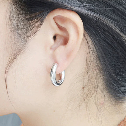 2pc Stainless Steel Small Hoop Earrings Punk Hip Hop Circle Round Huggie Hoop Earrings for Women Men Ear Ring Ear Bone Buckle