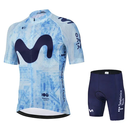 Movistar Pro Team Summer Cycling Jersey Suit Men's Breathable Mountain Bicycle Clothing Set Bike Mountain Maillot Ropa Ciclismo