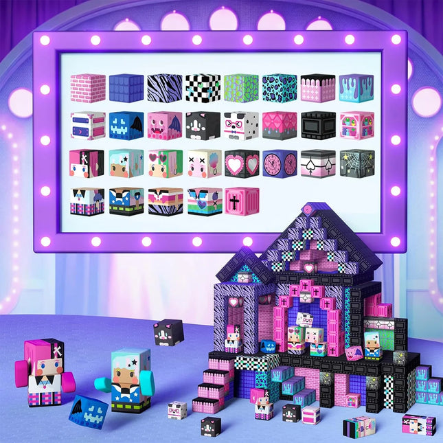 Magnetic Building Blocks Mine World Magnetic Pool Castle Villa Party Construction Brick Cube STEM Boy Girl Children Toy Set Gift