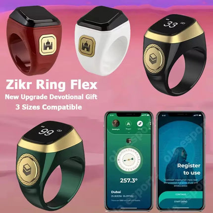 2026 Newest Qibla Zikr Muslim Smart Ring Tally Tasbeeh Counter 5 Prayer Time Reminder Waterproof Smart Rings Men Women Muslims