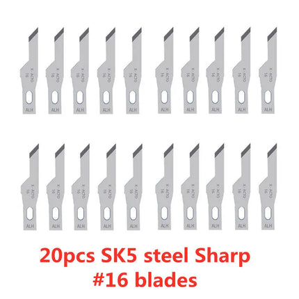 20pcs Wood Carving Blades Cutter Knifes Craft Carve Tool Sculpture Utility Engrave Metal Woodcarve PCB Repair DIY Blade
