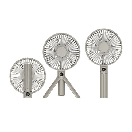 XIAOTREE Portable Handheld Rechargeable Fan LED Digital Display 180°Adjustable Rechargeable Fan 4 Speed Wind Camping Tripod Fan
