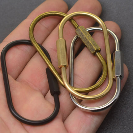 60mm  Bronze Silver matte black brass wire wrap run course oval Screw Lock Carabiner Key ring Keychain DIY EDC housewarm gift