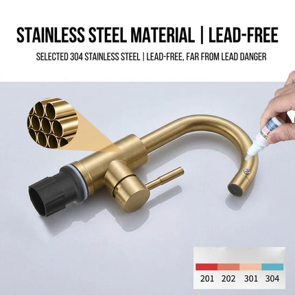 2026 New Arrival Light Luxury Gold Bathroom Basin Faucet Modern Stainless Steel Hot & Cold Water Mixer Tap for Vessel Sink