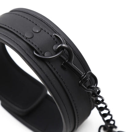 Thierry Sm Products Bondage Neck Collar with Metal Chain Leash BDSM Sex Toys Faux Leather Restraint Fetish Adult Sex Toys