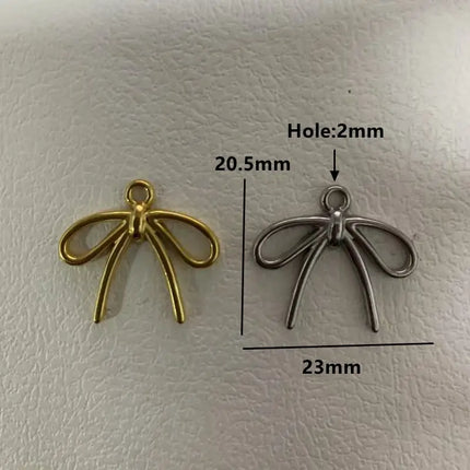 5pcs Stainless Steel Bow Knot Charms Waterproof Pvd Plated Gold Bow Pendants for DIY Earrings Bracelets Necklace Jewelry Making