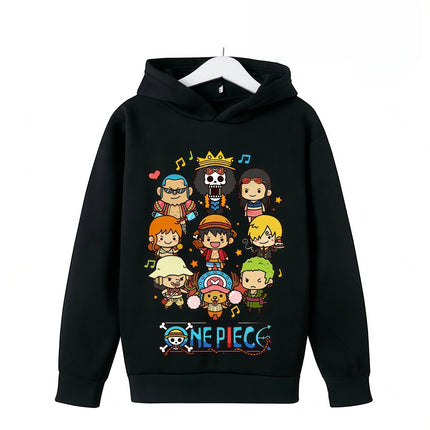 One Piece Fleece Clothing Kids Cute Cartoon Thick Hoodie Luffy Anime Hoodies Fashion Clothes Sweatshirt Boys Girls Outfits Gifts