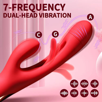 3 in 1 Female Masturbation G Spot Vibrator Stick Dildo 21modes Rabbit Massger USB Rechargeable Tapping Vibrator Adult Sex Toy