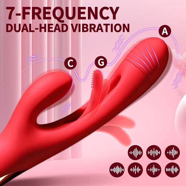 3-in-1 Female Masturbation G-Spot Vibrator Stick Dildo 21 Modes Rabbit Massager USB Rechargeable Tapping Vibrator Adult Sex Toy