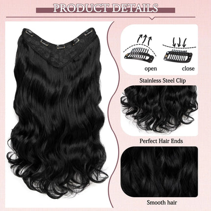 U-shaped Lace 5 Clips Clip In Hair Extensions Synthetic Long Wavy Curly Heat Resistant Full Shine Hairpieces 16/20/24 Inch