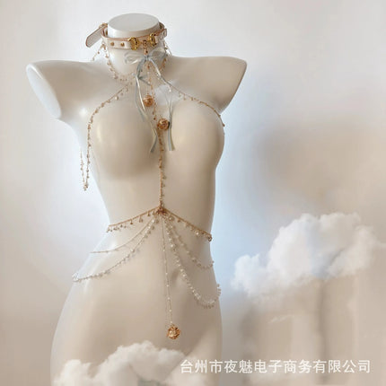 Ribbon Bow Nipple Clamps Bell Reast Punishment SM Training Erotic Collar and Chain Nipple Restraints Adult Game Flirting Sex Toy