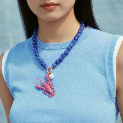 Vintage Personality Animals Necklaces for Women Vintage Beaded Lobster Pendant Necklace Jewelry Neck Accessories