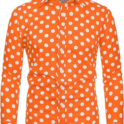 Fashion 3D Printed Men's 10-color Polka Dot Long-sleeved Slim-fit Shirt Button And Long-sleeved Comfort Casual Men's Tops