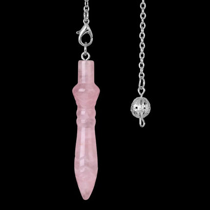 Natural Stone Pendant Egyptian Crystal Pendulum for Divination Dowsing Reiki Pink Clear Quartz Amethysts Black Onyx Pendulo X130