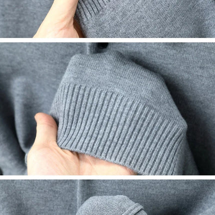 BOOS HRDAFREAR new autumn and winter wool collar long sleeved men's knitted polo shirt solid color middle-aged base sweatermen c
