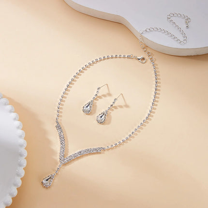Luxury Bridal Pearl Jewelry Sets for Women Silver Color Crystal Leaf Necklace Earrings Wedding Prom Party Accessories 2026 Trend