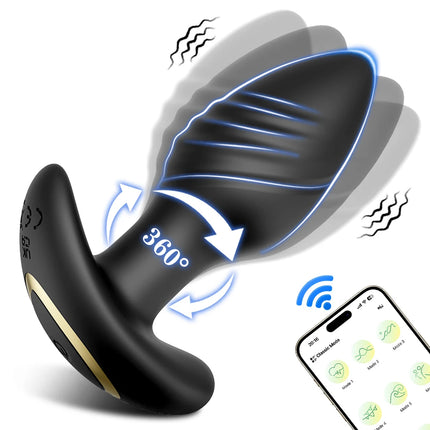 APP Control Rotation Butt Plug Anal Vibrator for Men Women 360° Wiggle Prostate Massager Anal Plug for Gay Sex Toy for Men
