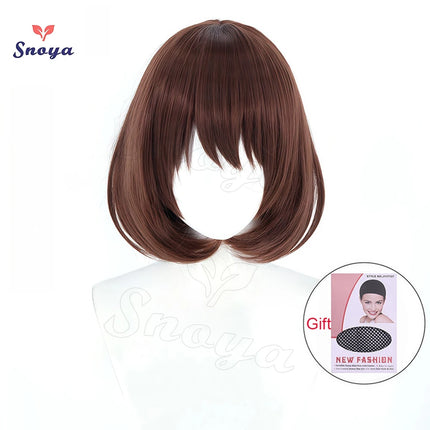 Snoya Suzumiya Haruhi Cosplay synthetic wig 35CM dark brown short Heat resistant fiber Wig